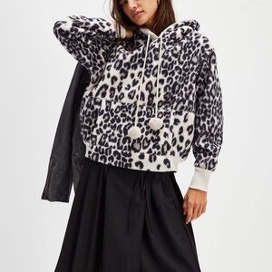 Free People Leopard Print Fleece Hoodie